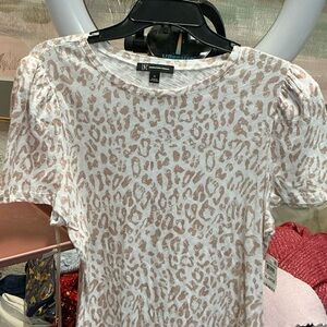 INC International Concepts Women's Animal Print Tee - Pink and White